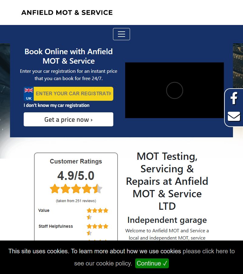 Anfield MOT Service current website